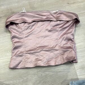 Elegant Pink Satin Strapless Top